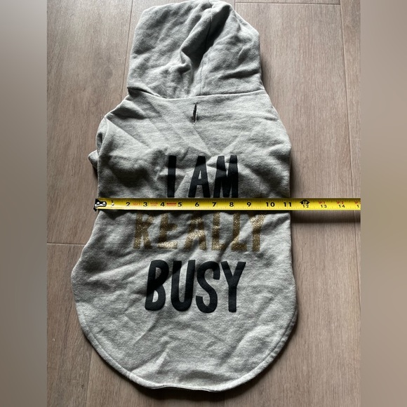 “I Am Really Busy” Cute & Cozy Urban Supply Sparkly Grey Dog Hoodie Sweater - Picture 7 of 7